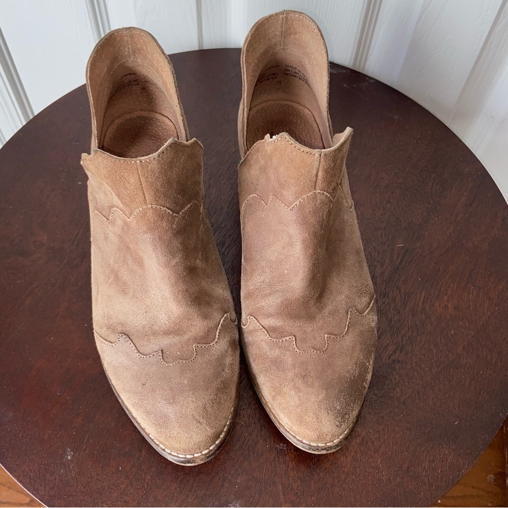 Anthropologie Seychelles Reservoir Booties Western Old Soul Stacked Heel Brown